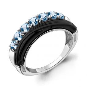 Серебряное кольцо AQUAMARINE А6911305 с топазом и керамикой А6911305 фото