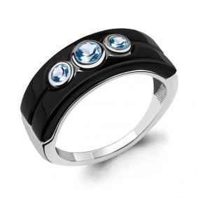 Серебряное кольцо AQUAMARINE А6911405 с топазом и керамикой А6911405 фото