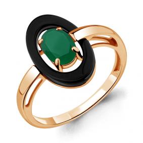 Кольцо из золочёного серебра AQUAMARINE А6911509-п с агатом и керамикой А6911509-п фото