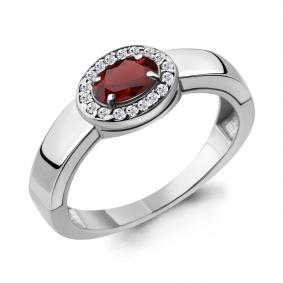 Серебряное кольцо AQUAMARINE А6911703А с фианитом и гранатом А6911703А фото