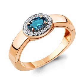 Кольцо из золочёного серебра AQUAMARINE А6911708А-пк с фианитом и Лондон топазом А6911708А-пк фото