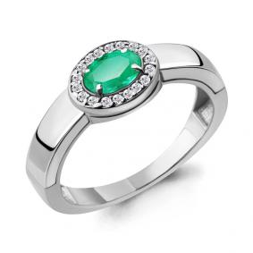Серебряное кольцо AQUAMARINE А6911709А с фианитом и агатом А6911709А фото