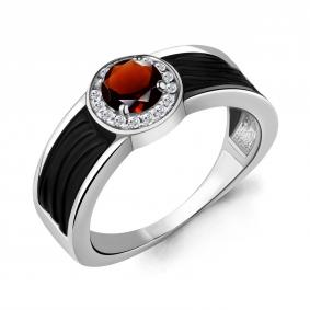 Серебряное кольцо AQUAMARINE А6911803А с фианитом, гранатом и керамикой А6911803А фото