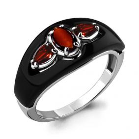 Серебряное кольцо AQUAMARINE А6912003 с гранатом и керамикой А6912003 фото