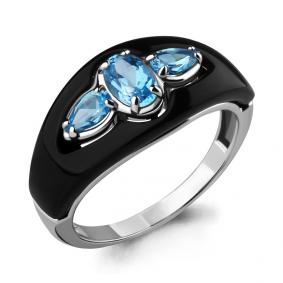 Серебряное кольцо AQUAMARINE А6912005 с топазом и керамикой А6912005 фото