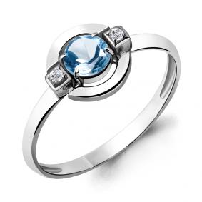 Серебряное кольцо AQUAMARINE А6912205А с топазом и фианитом А6912205А фото