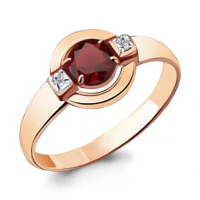 Кольцо из золочёного серебра AQUAMARINE А6912303А-п с фианитом и гранатом А6912303А-п фото