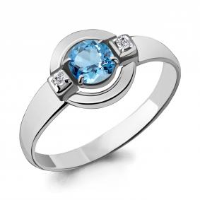 Кольцо из золочёного серебра AQUAMARINE А6912305А-п с топазом и фианитом А6912305А-п фото