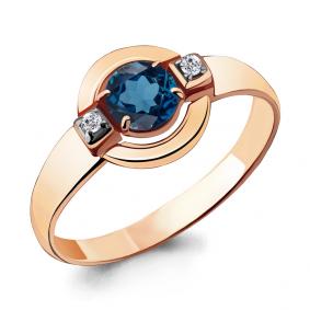 Кольцо из золочёного серебра AQUAMARINE А6912308А-п с фианитом и Лондон топазом А6912308А-п фото