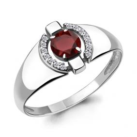 Серебряное кольцо AQUAMARINE А6912403А с фианитом и гранатом А6912403А фото