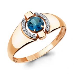 Кольцо из золочёного серебра AQUAMARINE А6912408А-п с фианитом и Лондон топазом А6912408А-п фото