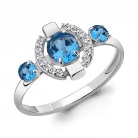 Серебряное кольцо AQUAMARINE А6912505А с топазом и фианитом А6912505А фото