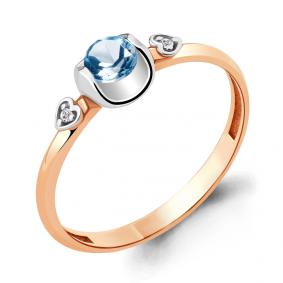 Кольцо из золочёного серебра AQUAMARINE А6912605А-пк с топазом и фианитом А6912605А-пк фото