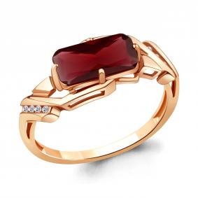 Кольцо из золочёного серебра AQUAMARINE А6913585А-п с фианитом и гранатом А6913585А-п фото