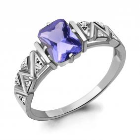 Серебряное кольцо AQUAMARINE А69136603А с фианитом и танзанитом А69136603А фото
