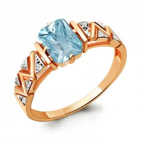 Кольцо из золочёного серебра AQUAMARINE А6913688А-пк с фианитом и турмалином А6913688А-пк фото
