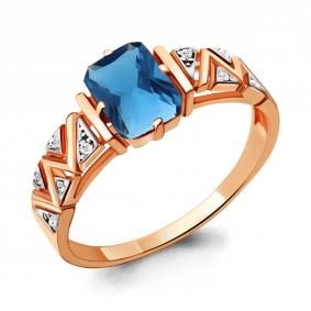 Кольцо из золочёного серебра AQUAMARINE А6913693А-пк с фианитом и Лондон топазом А6913693А-пк фото