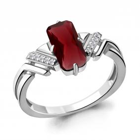 Серебряное кольцо AQUAMARINE А6913785А с фианитом и гранатом А6913785А фото