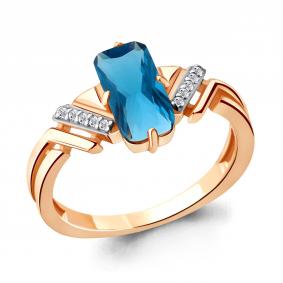 Кольцо из золочёного серебра AQUAMARINE А6913793А-п с фианитом и Лондон топазом А6913793А-п фото