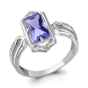 Серебряное кольцо AQUAMARINE А69139603А с фианитом и танзанитом А69139603А фото