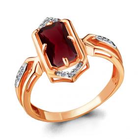 Кольцо из золочёного серебра AQUAMARINE А6913985А-п с фианитом и гранатом А6913985А-п фото