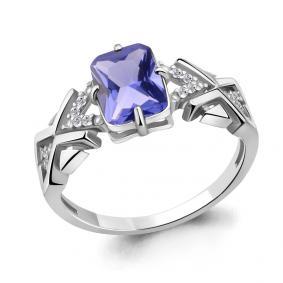 Серебряное кольцо AQUAMARINE А69140603А с фианитом и танзанитом А69140603А фото