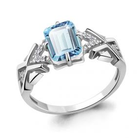Серебряное кольцо AQUAMARINE А6914088А с фианитом и турмалином А6914088А фото