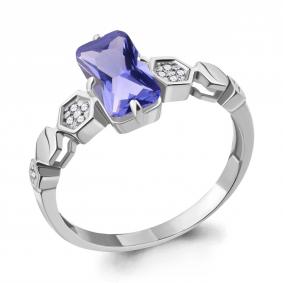 Серебряное кольцо AQUAMARINE А69142603А с фианитом и танзанитом А69142603А фото