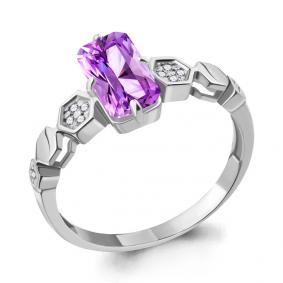 Серебряное кольцо AQUAMARINE А6914284А с фианитом и аметистом А6914284А фото