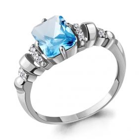 Серебряное кольцо AQUAMARINE А6914492А с топазом и фианитом А6914492А фото