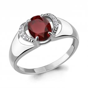Серебряное кольцо AQUAMARINE А6914503А с фианитом и гранатом А6914503А фото