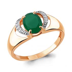 Кольцо из золочёного серебра AQUAMARINE А6914509А-п с фианитом и агатом А6914509А-п фото