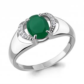 Серебряное кольцо AQUAMARINE А6914509А с фианитом и агатом А6914509А фото