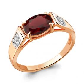 Кольцо из золочёного серебра AQUAMARINE А6914603А-п с фианитом и гранатом А6914603А-п фото