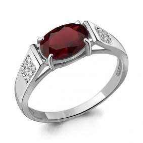 Серебряное кольцо AQUAMARINE А6914603А с фианитом и гранатом А6914603А фото