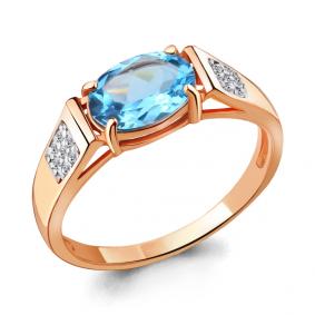 Кольцо из золочёного серебра AQUAMARINE А6914605А-п с топазом и фианитом А6914605А-п фото