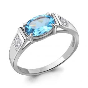 Серебряное кольцо AQUAMARINE А6914605А с топазом и фианитом А6914605А фото