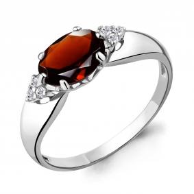 Серебряное кольцо AQUAMARINE А6914703А с фианитом и гранатом А6914703А фото