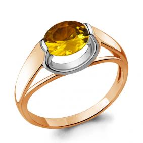 Кольцо из золочёного серебра AQUAMARINE А6914806-пк с цитрином А6914806-пк фото