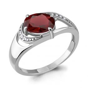 Серебряное кольцо AQUAMARINE А6914903А с фианитом и гранатом А6914903А фото