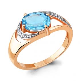 Кольцо из золочёного серебра AQUAMARINE А6914905А-п с топазом и фианитом А6914905А-п фото