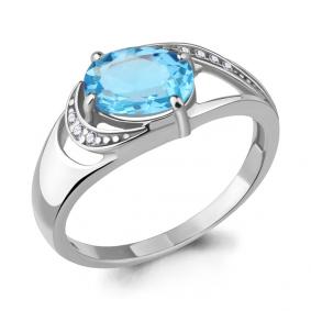 Серебряное кольцо AQUAMARINE А6914905А с топазом и фианитом А6914905А фото
