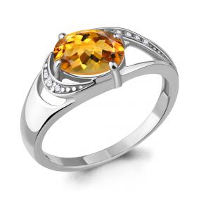 Серебряное кольцо AQUAMARINE А6914906А с фианитом и цитрином А6914906А фото