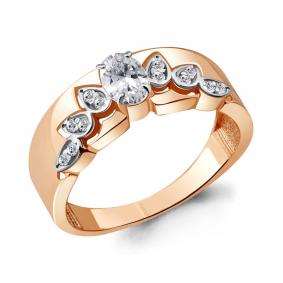 Кольцо из золочёного серебра AQUAMARINE А69154А-пк с фианитом А69154А-пк фото