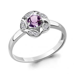 Серебряное кольцо AQUAMARINE А6915904А с фианитом и аметистом А6915904А фото