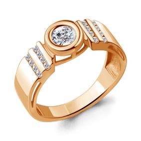 Кольцо из золочёного серебра AQUAMARINE А69161А-п с фианитом А69161А-п фото