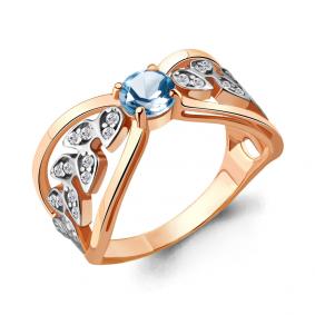Кольцо из золочёного серебра AQUAMARINE А6916205А-пк с топазом и фианитом А6916205А-пк фото
