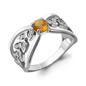 Серебряное кольцо AQUAMARINE А6916206А с фианитом и цитрином А6916206А фото