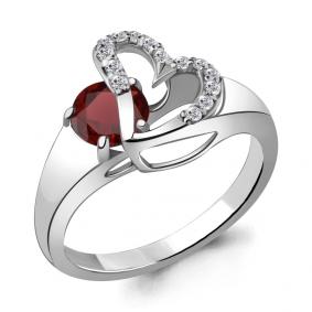 Серебряное кольцо AQUAMARINE А6916403А с фианитом и гранатом А6916403А фото