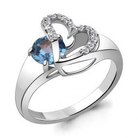Серебряное кольцо AQUAMARINE А6916405А с топазом и фианитом А6916405А фото